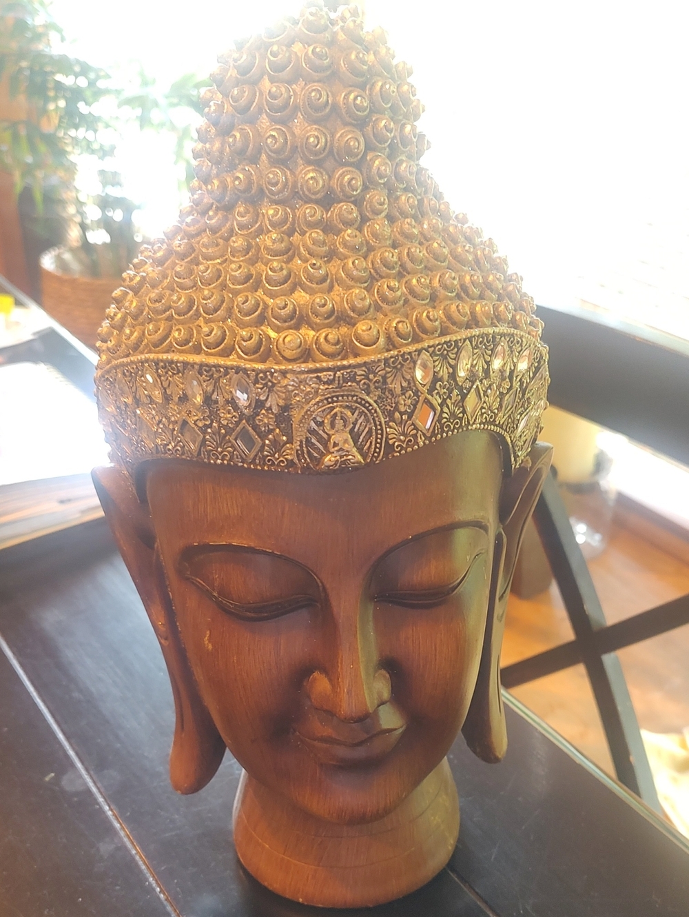 Gold-Tone Buddha Head Statue Decorative Accent - Home Accents